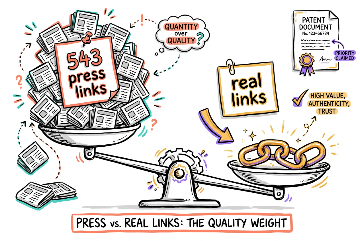 The link profile, scored by the patent literature